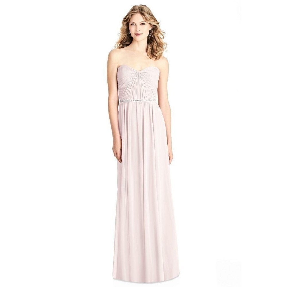 Jenny Packham Size 0 Blush Pink Chiffon Strapless Sweetheart Maxi Dress Gown